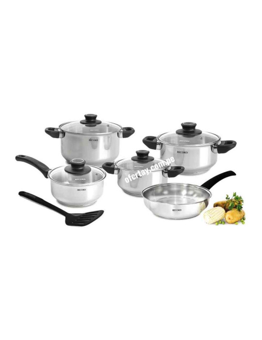 Juego de Ollas 10 Piezas Acero Inoxidable Record JGO GRAZIA 10PZ