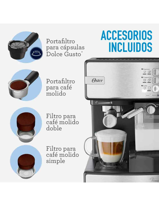 Cafetera Automática de Espresso Oster Prima Latte I BVSTEM6603SS